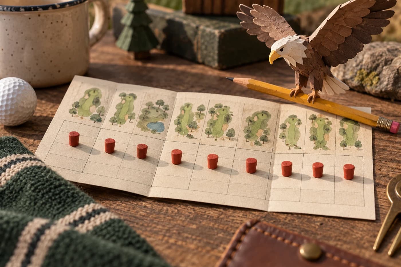 Original editorial artwork for Aguila Golf Course — 9
