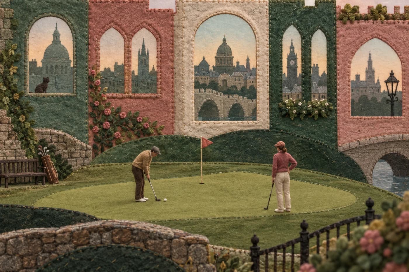Original editorial artwork for Encanto Golf Course — 18